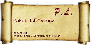 Paksi Líviusz névjegykártya